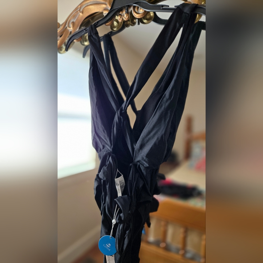 Black Swimsuit with Tie Details